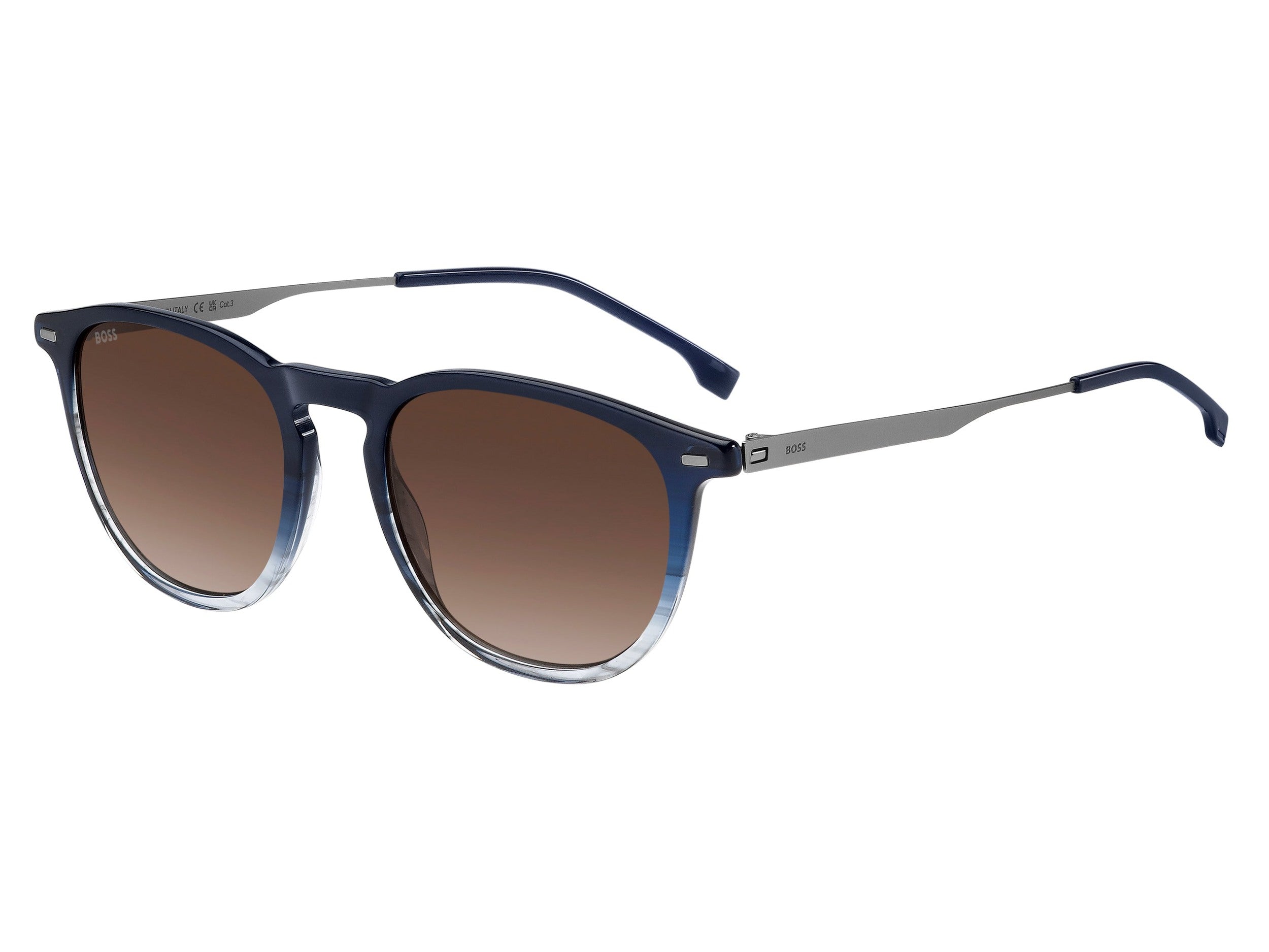 BOSS Square Sunglasses - BOSS 1639/S BLUE HORN RUTHENIUM